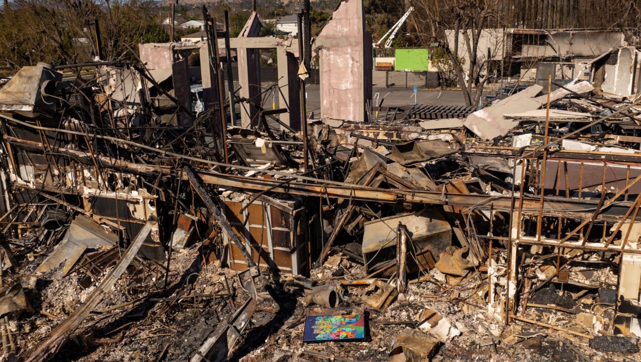 The remains of the Pasadena Jewish Temple and Center following the Eaton Fire in Jan. 2025. 