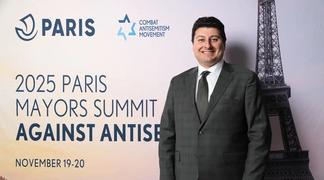 Waverley, Australia’s Jewish mayor, Will Nemesh, attends a Paris summit of the Combat Antisemitism Movement, November 19-20, 2025. Gunmen would attack a Hanukkah celebration in Nemesh’s region on December 14.