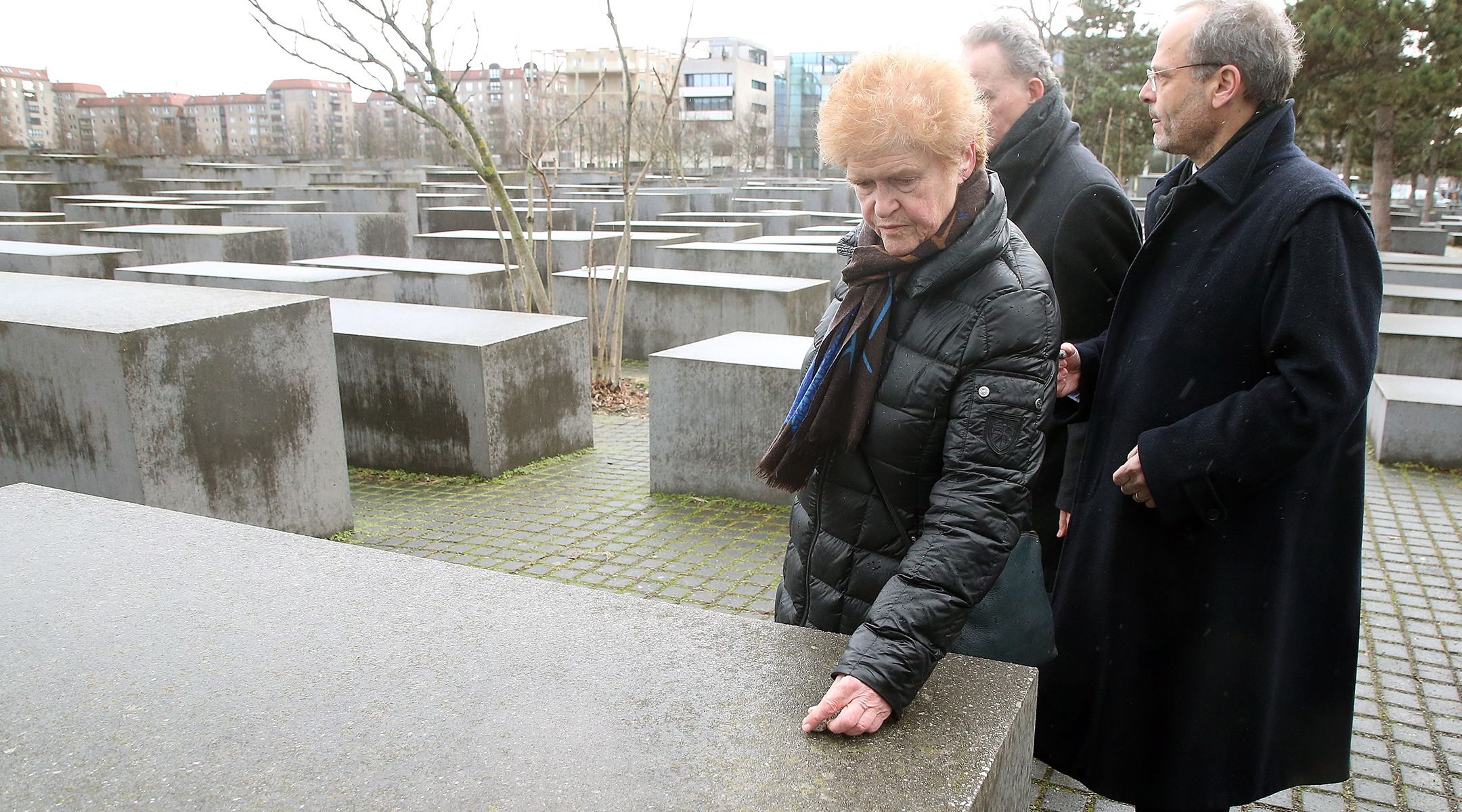 Deborah Lipstadt and Felix Klein visit the Memorial to the Murdered Jews of Europe during a meeting of special envoys and coordinators to combat antisemitism in Berlin, Jan. 30, 2023.