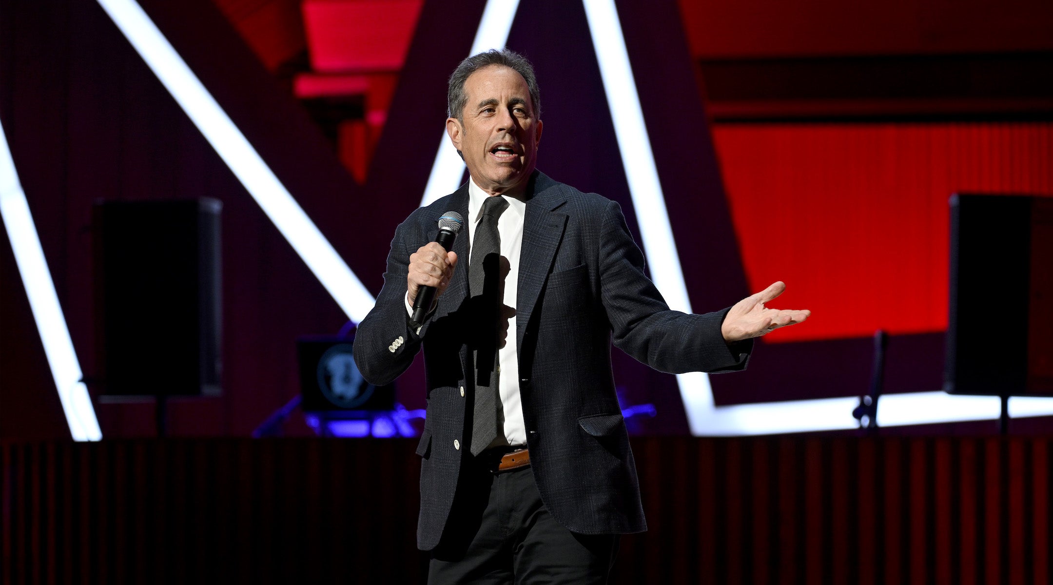 Jerry Seinfeld performs during the 18th Annual Stand Up For Heroes Benefit Presented By Bob Woodruff Foundation And New York Comedy Festival at David Geffen Hall on November 11, 2024 in New York City.