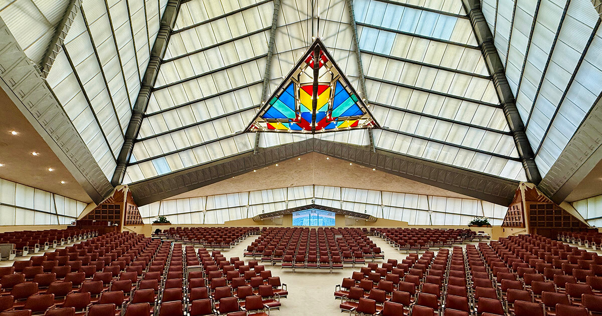 Frank Lloyd Wright's Beth Sholom's sanctuary is meant to evoke Mt. Sinai.