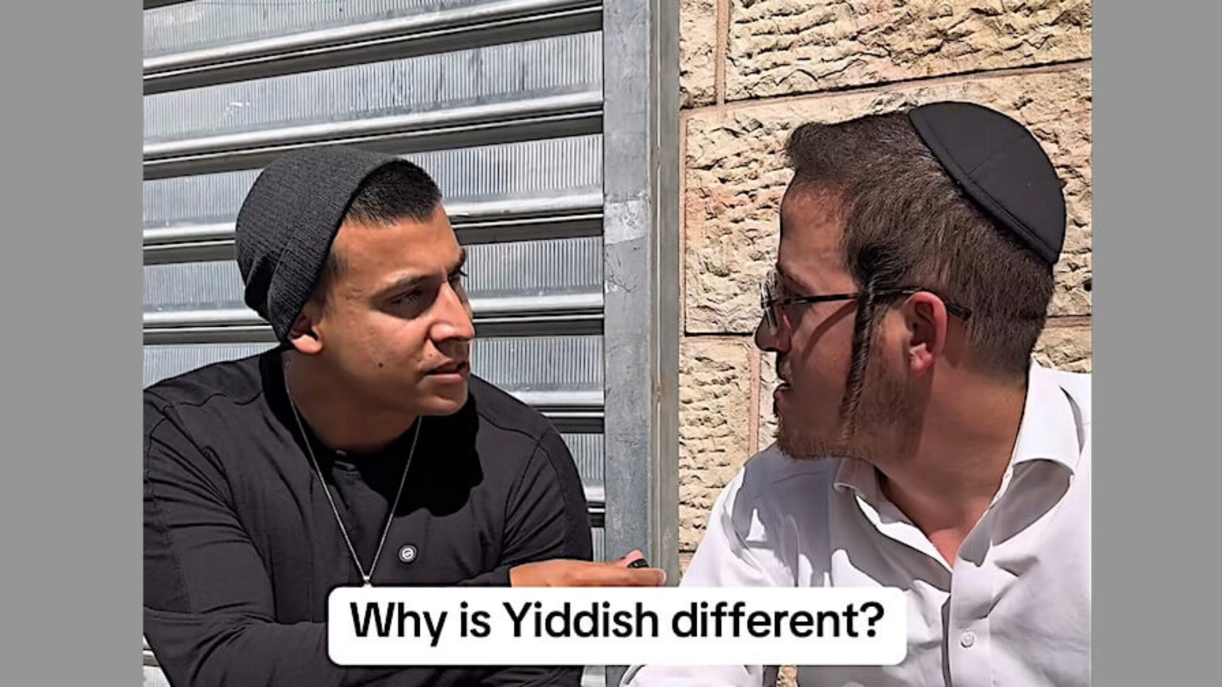 Yermiyahu Danzig interviewing a resident of Jerusalem.