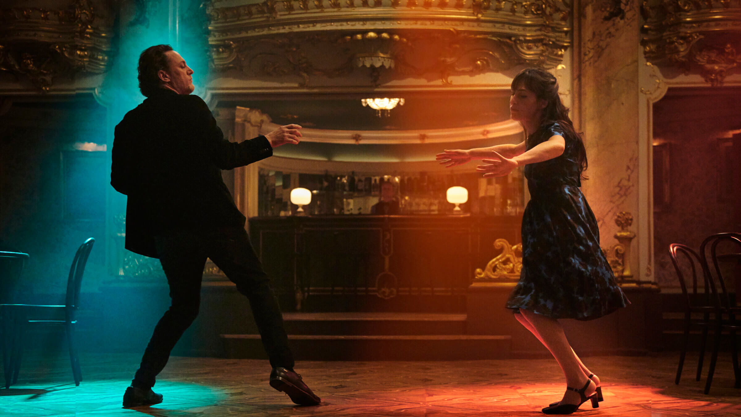 Sarah Adler and Yehezkel Lazarov in <i>Dead Language.</i>
