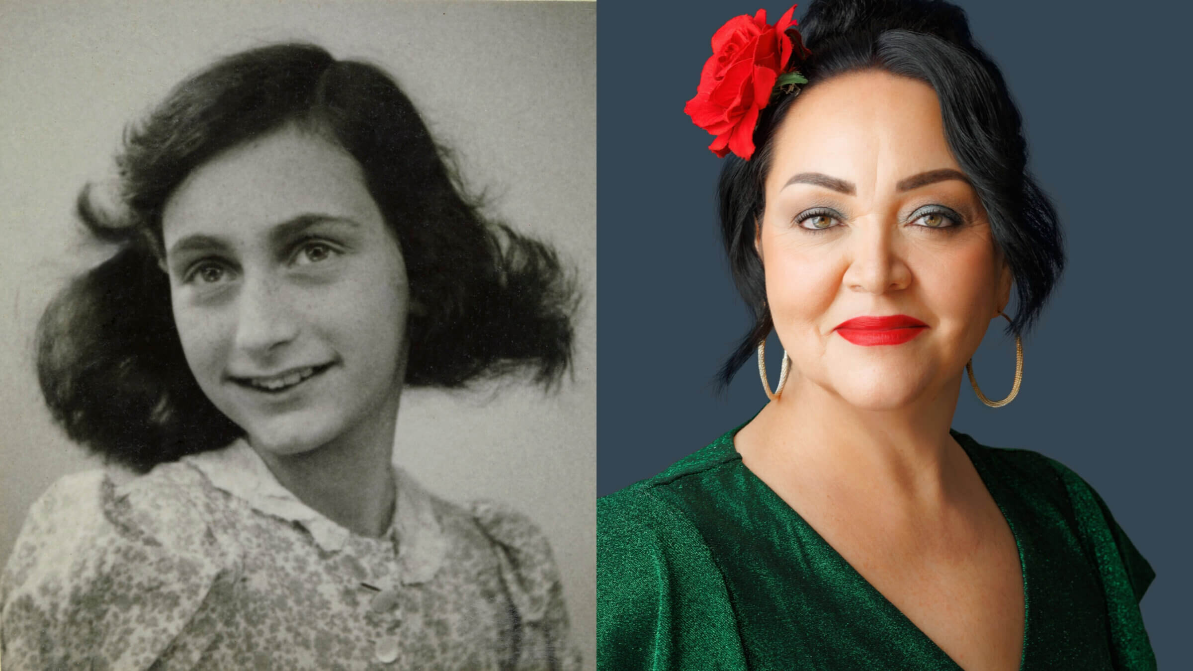 Anne Frank (left) and her diary inspired the main character in Josefina López's play <i>Real Women Have Curves</i>, which is now a Broadway musical.