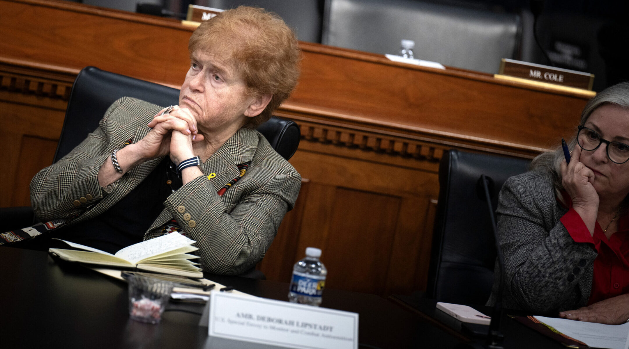 US Special Envoy To Monitor And Combat Antisemitism Deborah Lipstadt listens during a roundtable discussion about gender-based violence against Israeli women in the Israel-Hamas war, on Capitol Hill in Washington, D.C., Feb. 14, 2024. (Brendan Smialowski / AFP via Getty Images)