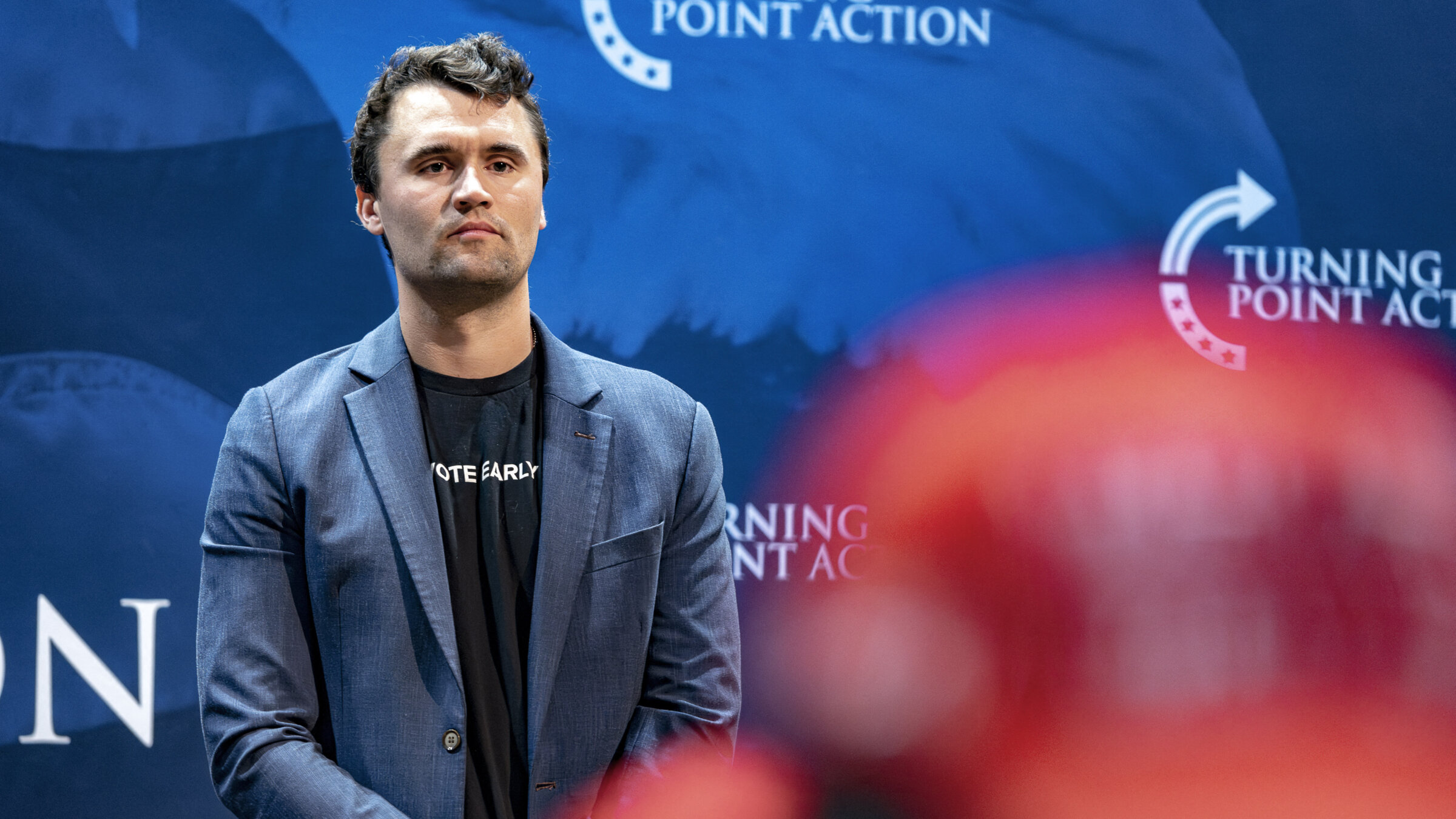 Conservative political activist Charlie Kirk, founder of Turning Point Action, speaks during a meeting on the campus of the University of Arizona last October. Kirk was killed Wednesday.