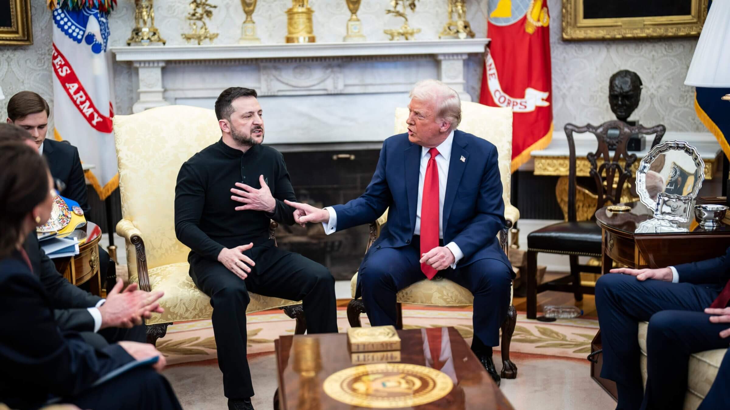 President Volodymyr Zelenskyy and President Donald Trump in the Oval Office in February 2025.
