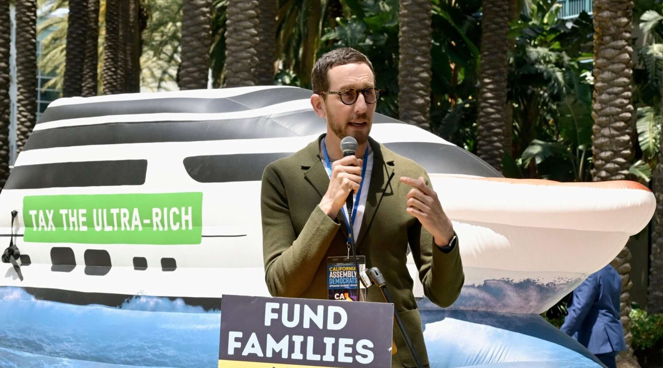 California state Sen. Scott Wiener speaks on May 31, 2025 in Anaheim, California.