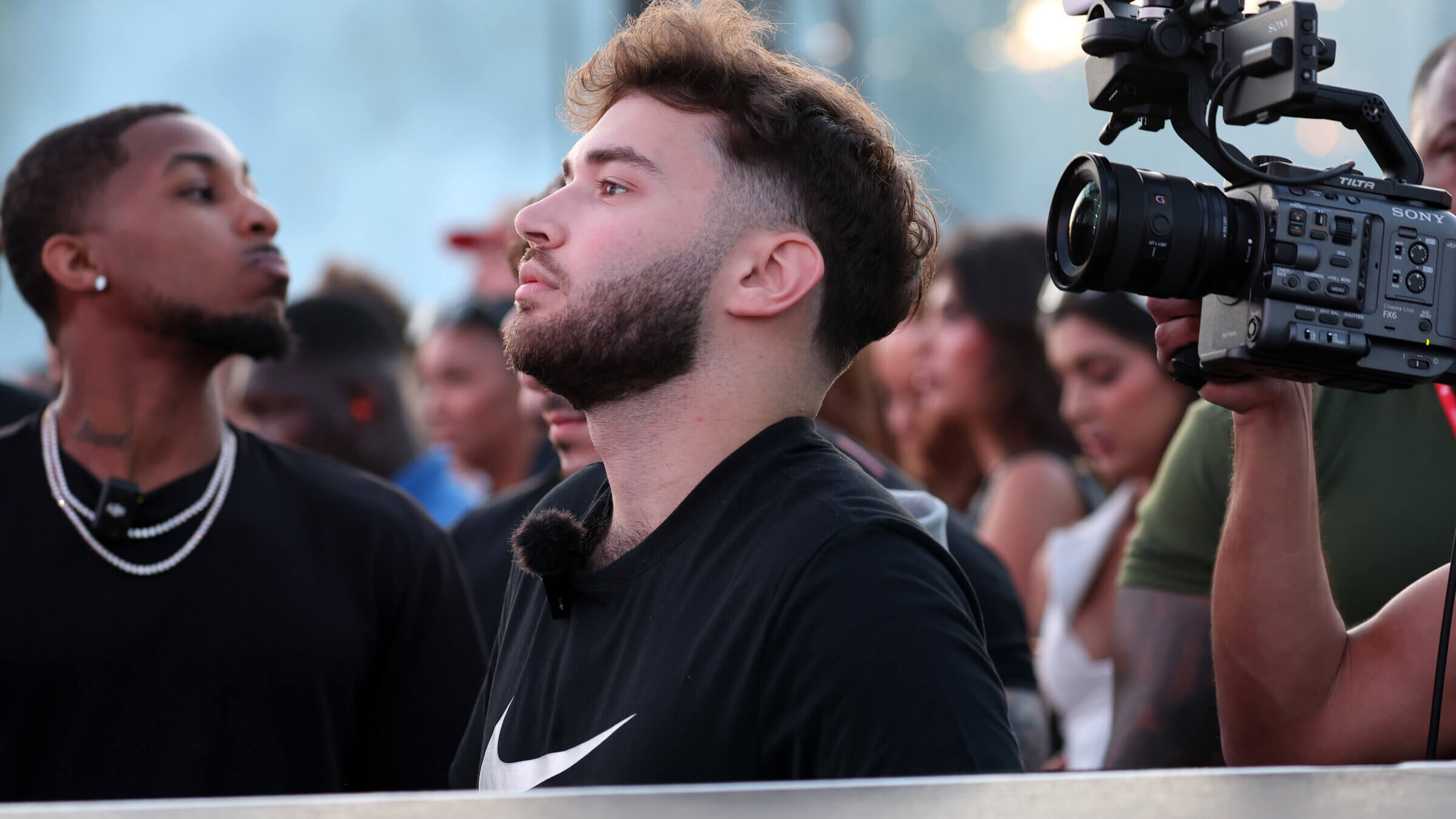 Jewish streamer Adin Ross (center) courts controversy with candor. But his celebrity guests are often held accountable to a higher standard.