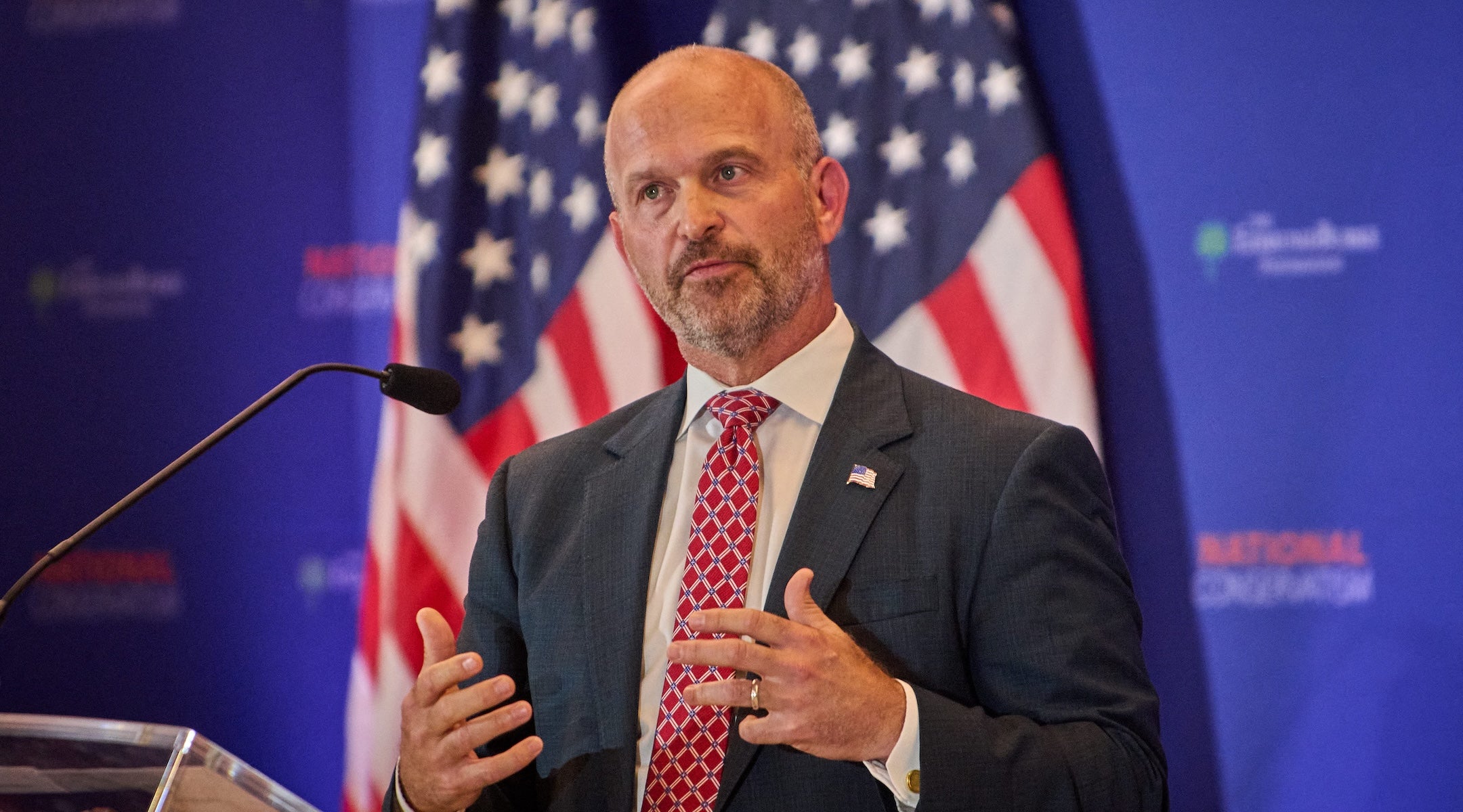 President of the Heritage Foundation Kevin Roberts speaks at the National Conservative Convention in Washington D.C., Sept. 2, 2025. 