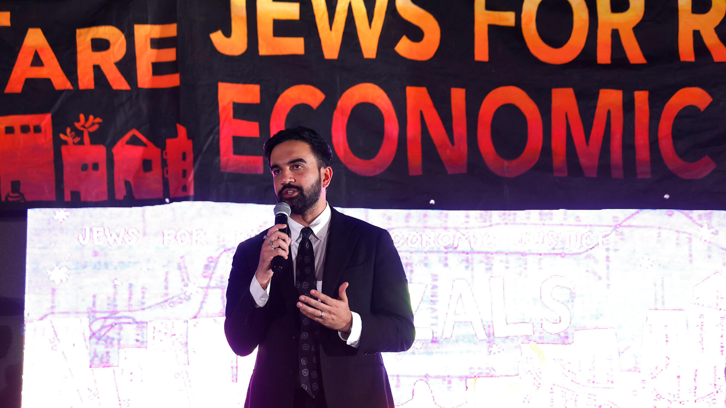 New York City mayor-elect Zohran Mamdani at a Jews For Racial and Economic Justice event in September.