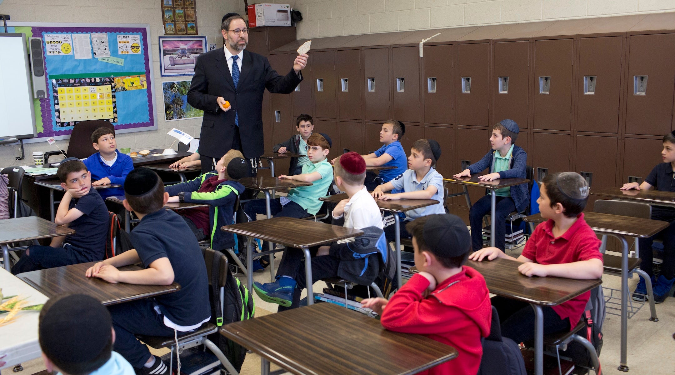 A classroom at the Darchei Torah Boys School in Far Rockaway, Queens, New York on May 16, 2018.