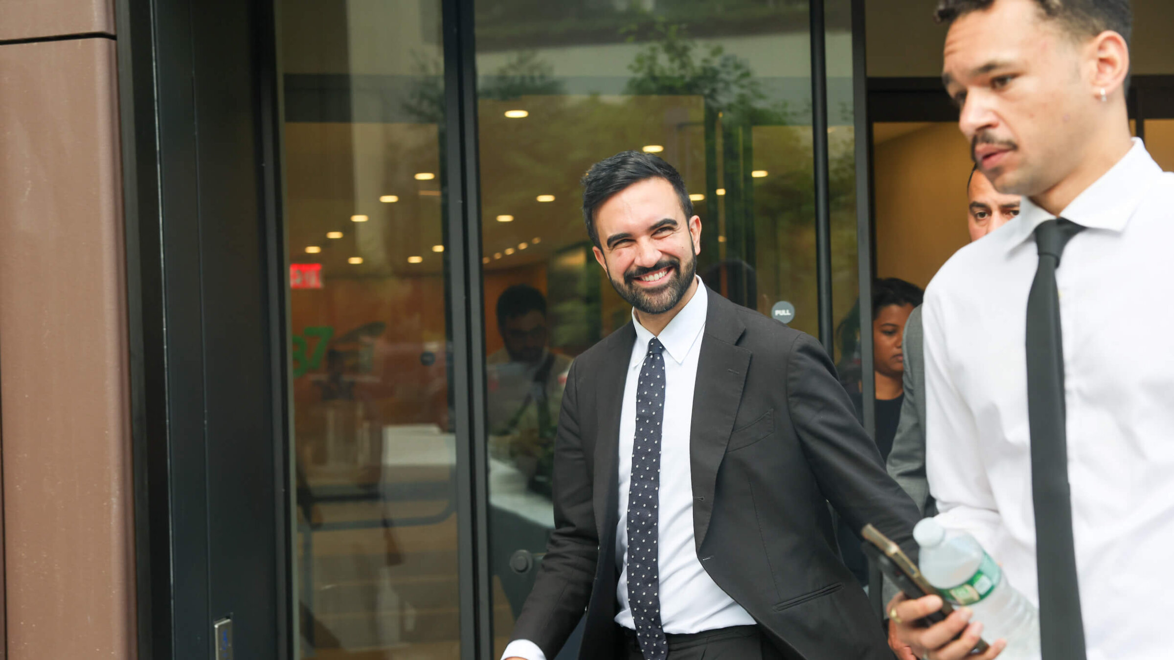 Zohran Mamdani, who won the Democratic primary for mayor of New York City, attends an endorsement event from the union DC 37 on July 15.
