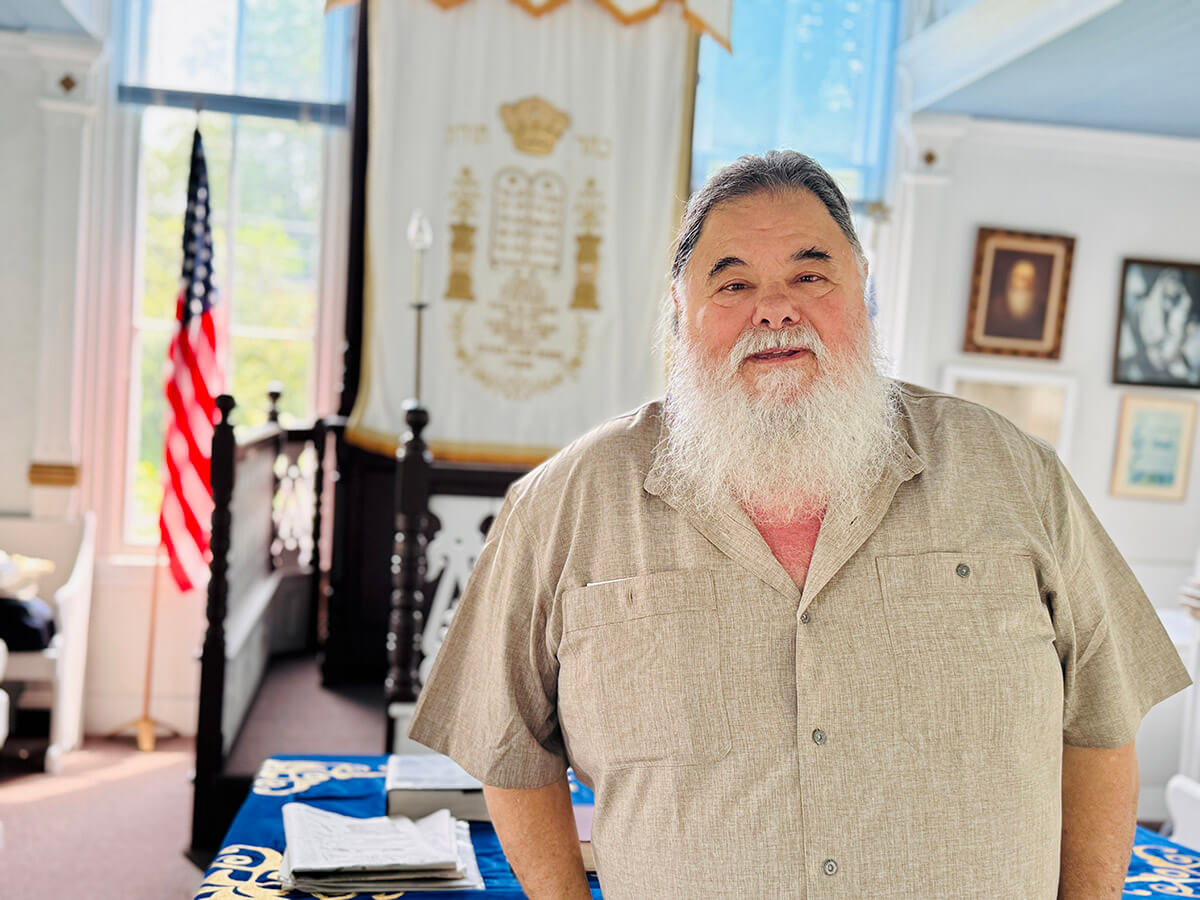 Howard Jaffe inside the Alliance Colony's synagogue — built in 1889 and still used today.
