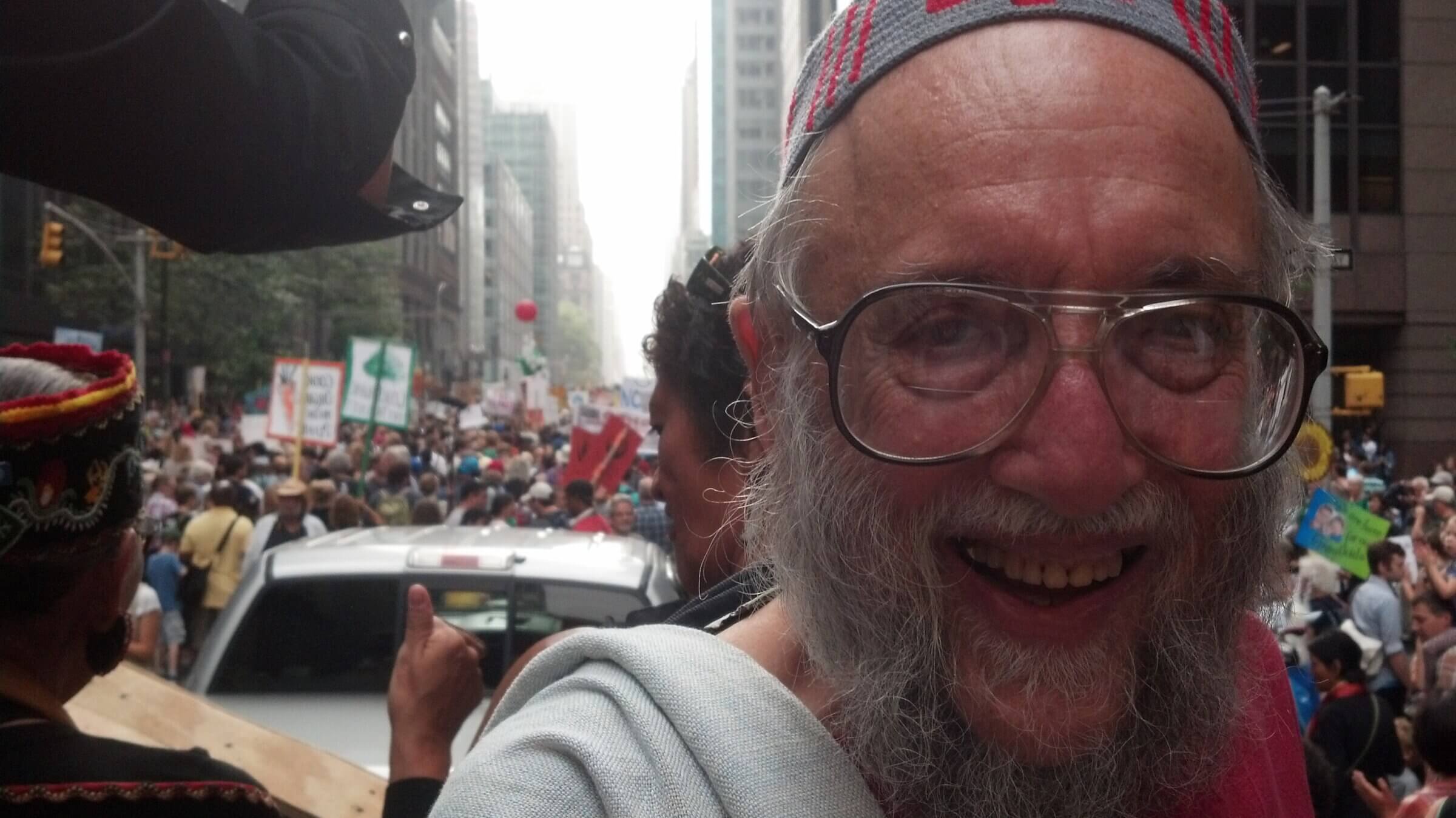 Rabbi Arthur Waskow at the 2014 Climate March in New York City.