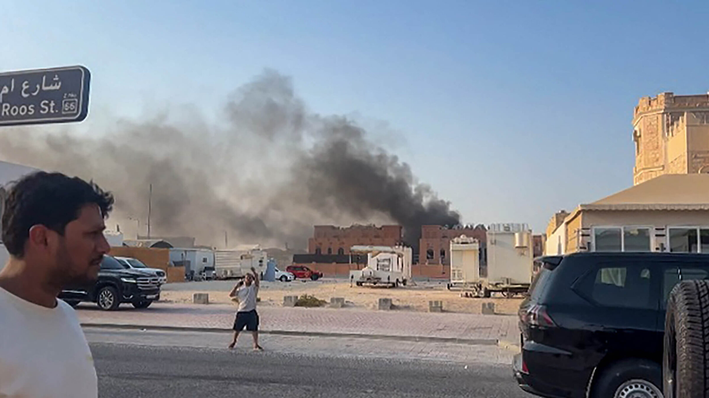 A frame grab taken from AFPTV footage shows smoke billowing after explosions in Qatar's capital Doha on Sept. 9. An Israeli military official told AFP that the military had carried out air strikes  in an operation targeting senior leaders of Hamas.