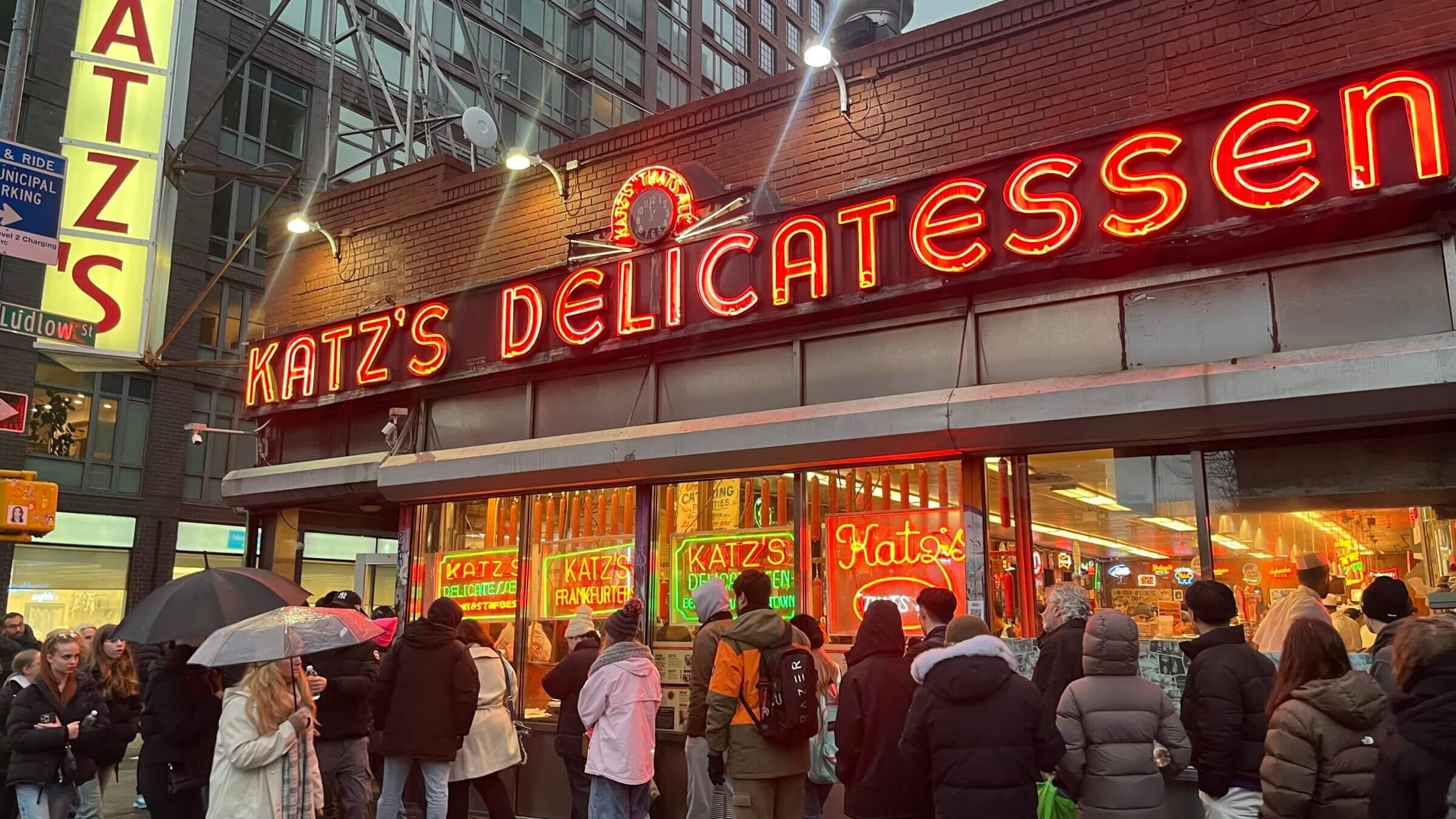 ’Twas the day before Christmas — and there was a line outside Katz's Deli on NYC's Lower East Side.