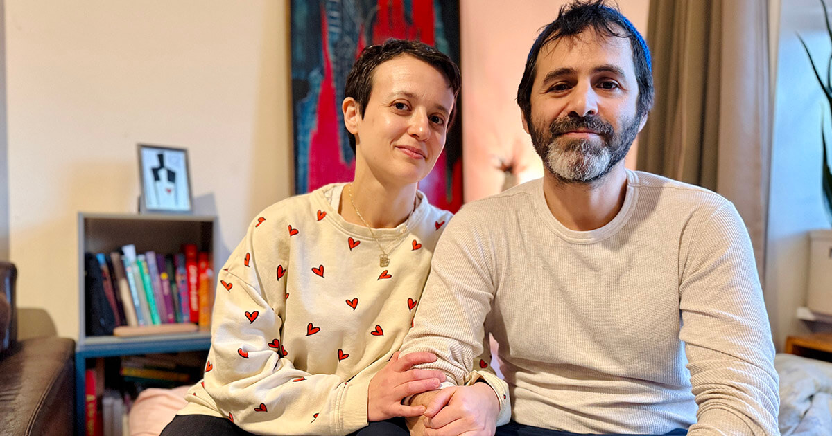Malya and William Levin in their Brooklyn apartment.