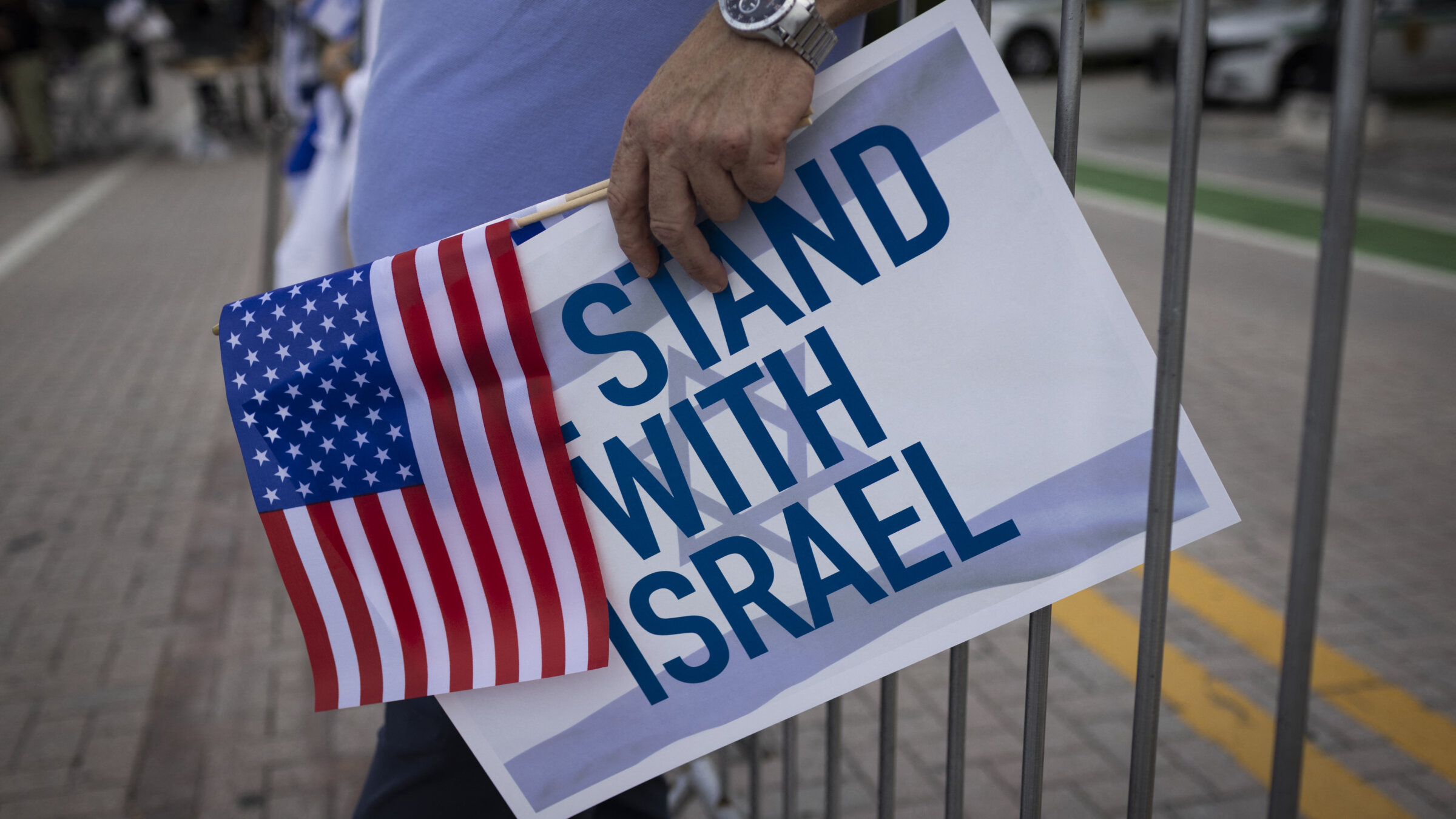 People attend the Israel Solidarity Rally organized by the Greater Miami Jewish Federation, Miami Beach, Florida, Oct. 10, 2023. 
