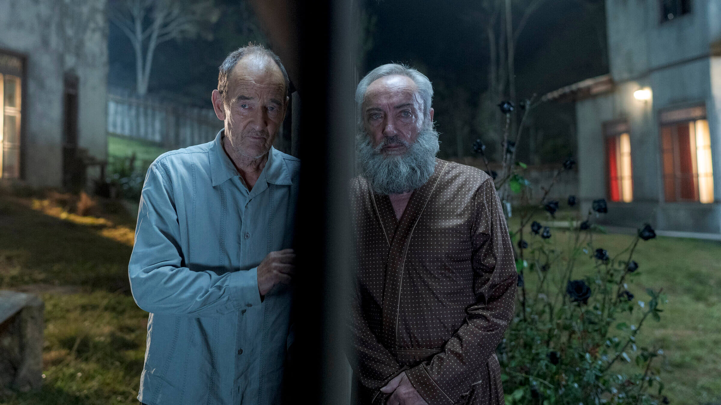 David Hayman, left, plays Holocaust survivor Marek Polsky, who is convinced his neighbor, played by Udo Kier, is Adolf Hitler.