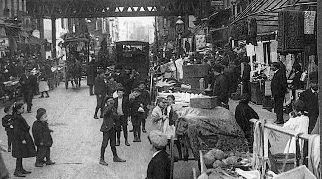 The crowded “Hebrew district” of New York’s Lower East Side, c. 1907.