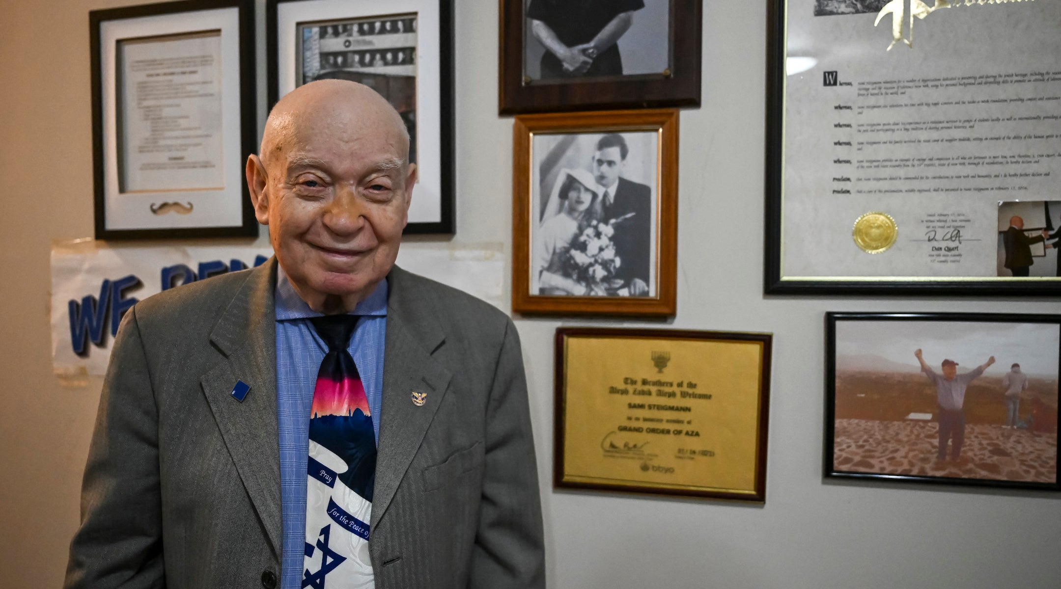 Holocaust survivor Sami Steigmann is photographed in his home on December 9, 2024 in New York. 