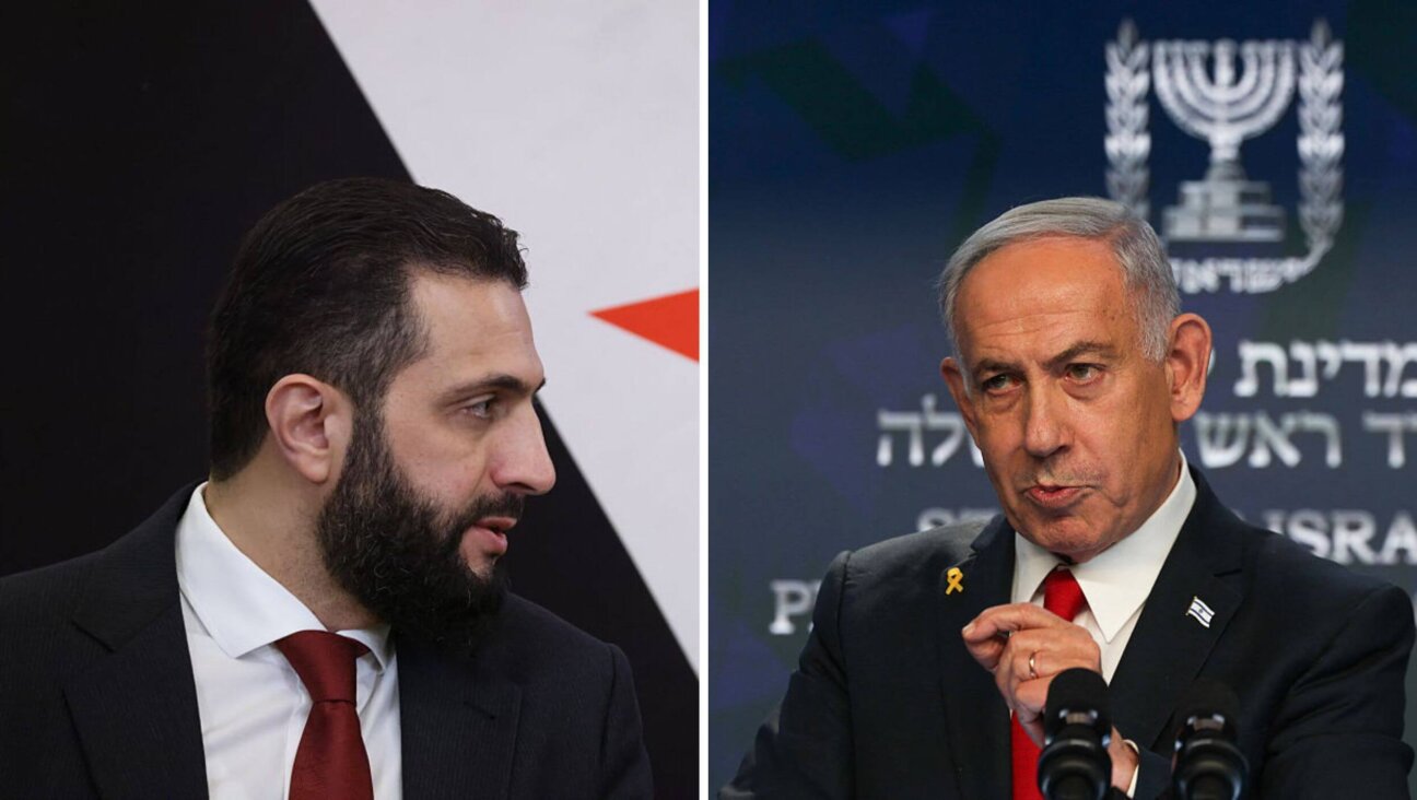 Syrian leader Ahmed al-Sharaa, left, and Israeli Prime Minister Benjamin Netanyahu, right.
