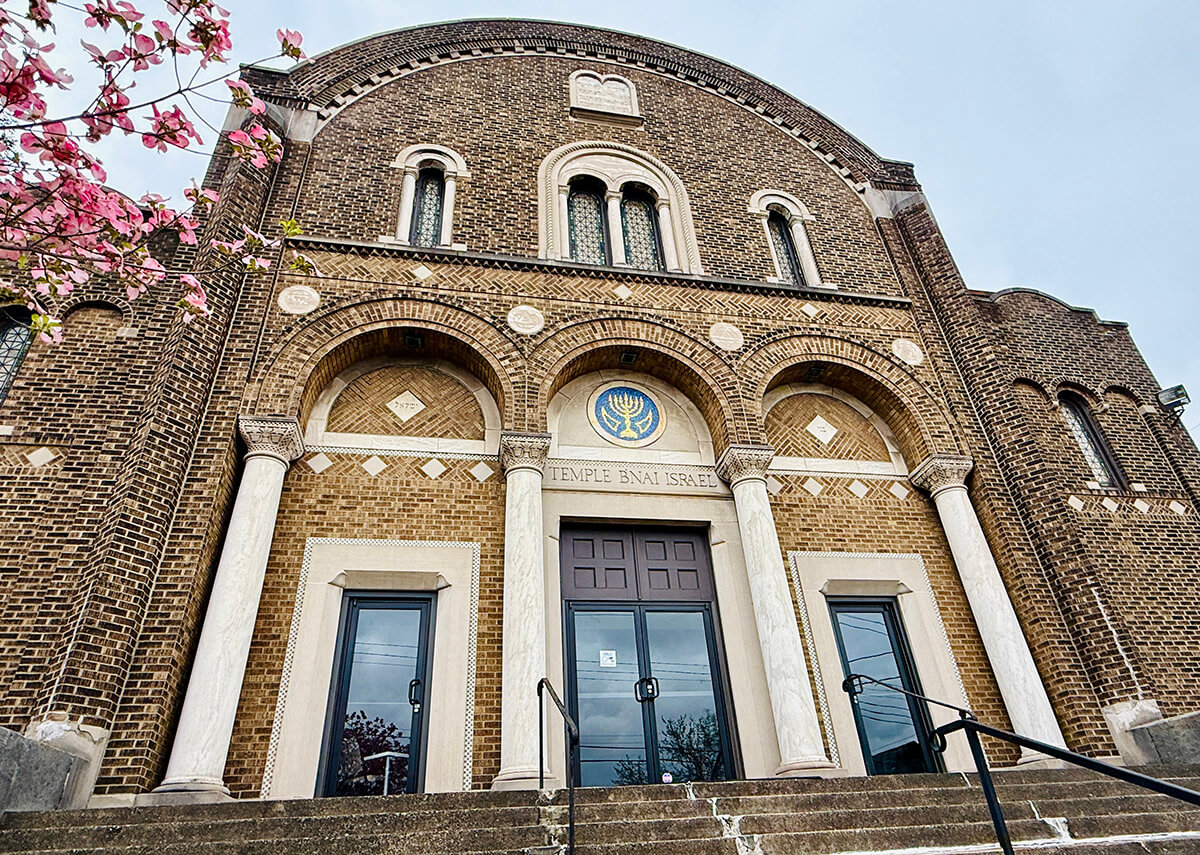 The original Temple B'nai Israel building was dedicated in 1923. It was sold to a church in 2000, but many of the Judaic symbols remain outside and in the sanctuary.
