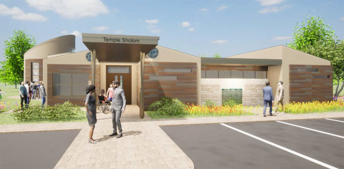 An architectural rendering of the new Temple Sholom in Sterling, Illinois.
