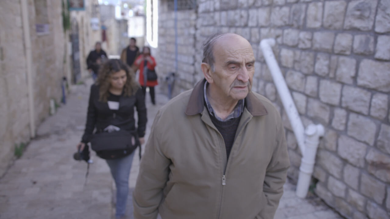 Colette Ghunim's father, Hosni, revisits Safed for the first time since 1948 in 'Traces of Home.'
