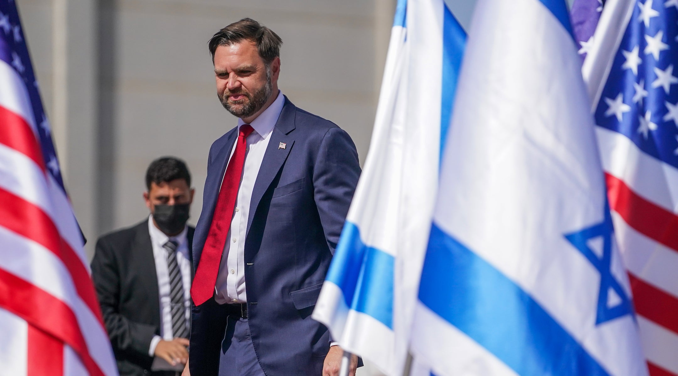 U.S. Vice President JD Vance arrives at Ben Gurion airport on October 21, 2025 in Tel Aviv.