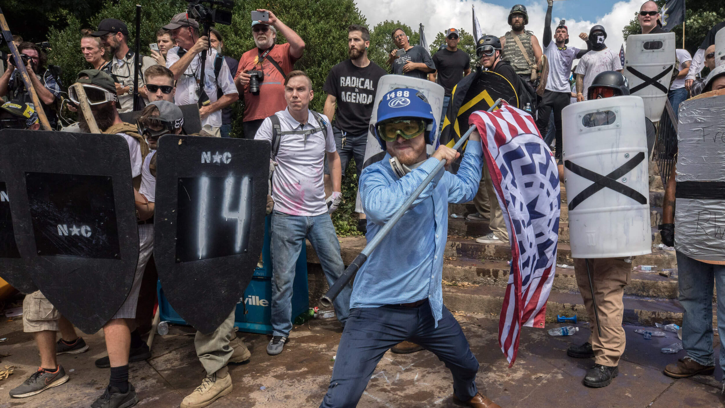 Clashes at the Unite the Right rally in Charlottesville, VA, in 2017.