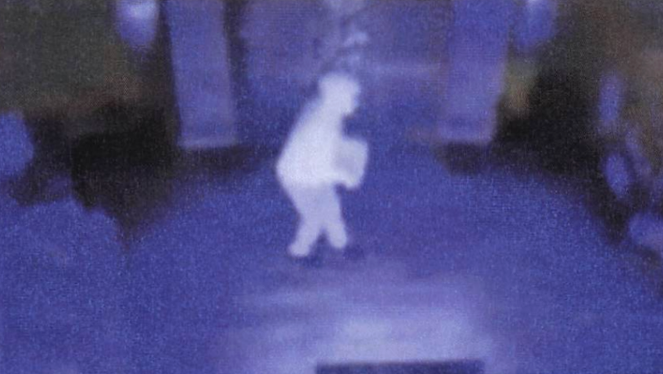 Surveillance footage shows a suspect pouring gasoline in the Beth israel Congregation in Jackson, Mississippi, on Jan. 10, 2025. 